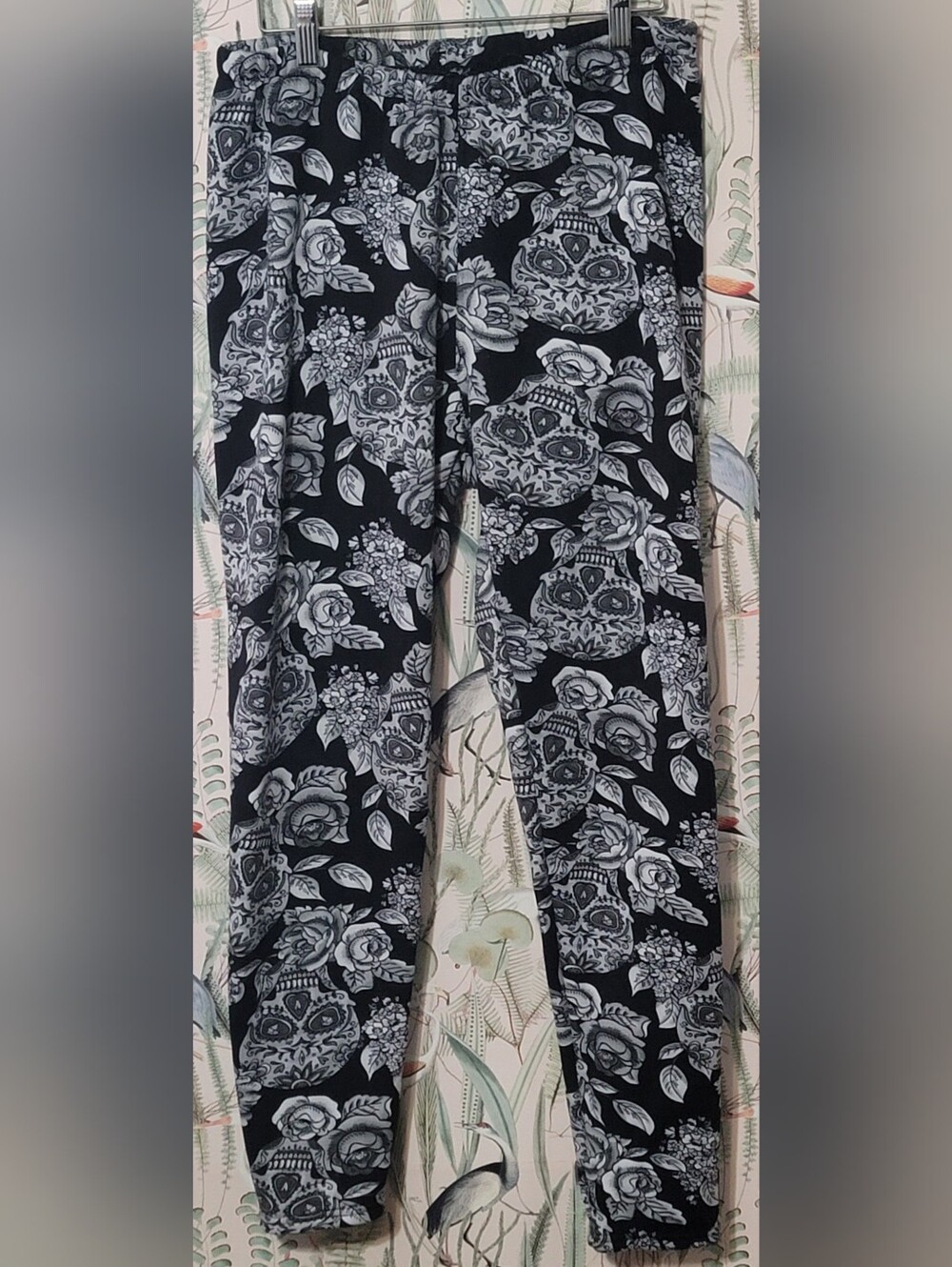 Black Skull & Floral Print Women's Leggings
